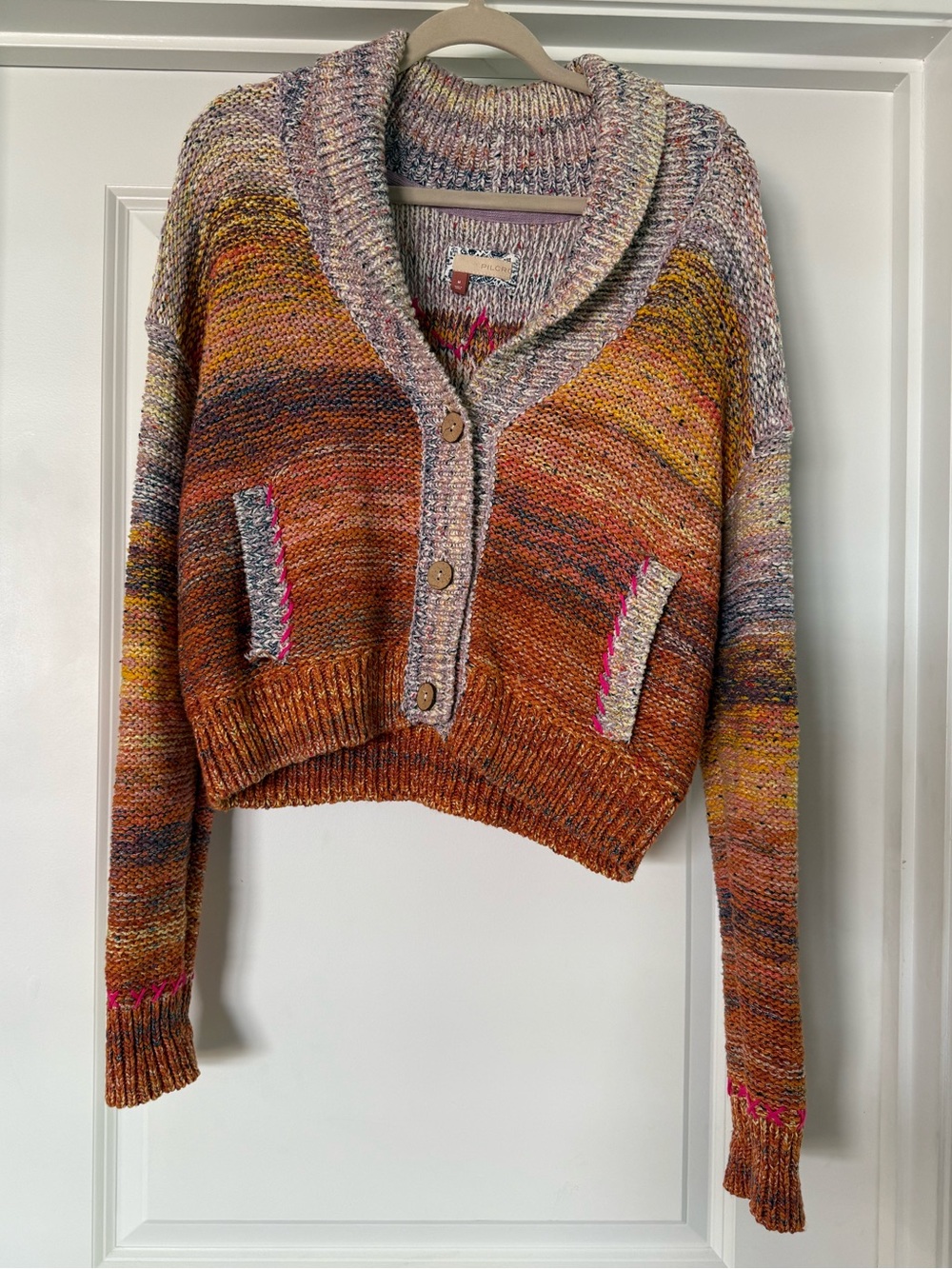 Pilcro Flower Cardigan Sweater Size Medium - Picture 6 of 9